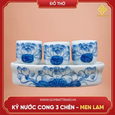   Chén Gốm Men Lam-Trắng Khảm Hoa Vàng - Một Biểu Tượng Của Niềm Tin Và Sự Tinh Tế?